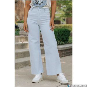 WIDE LEG LIGHT DENIM PANTS